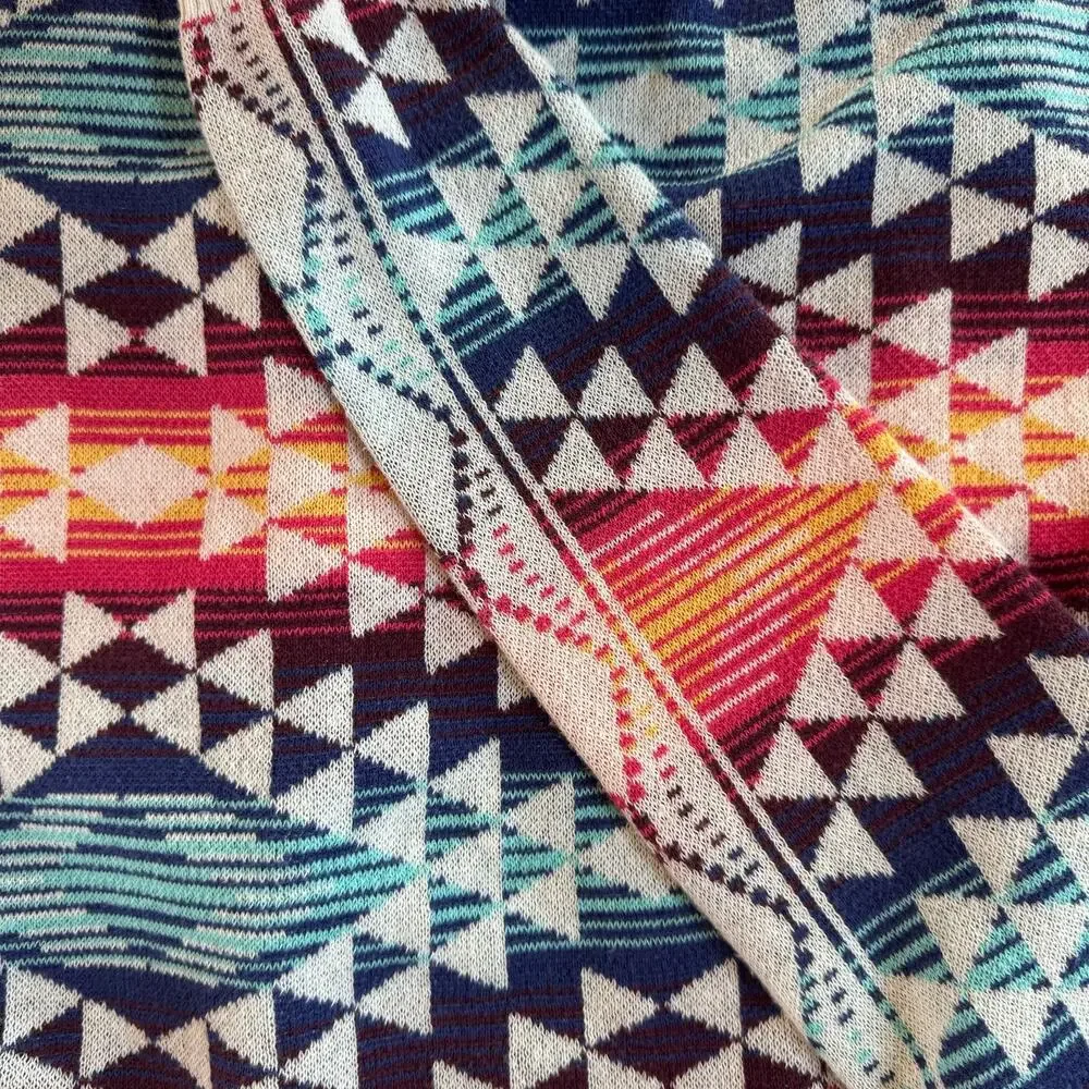 Billabong Girls L 12/14 Southwestern Aztec Geometric Knit Open Front Cardigan